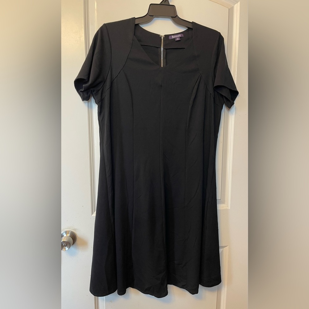 Roaman’s 18W Black A-Lined Midi Fit and Flare Dress